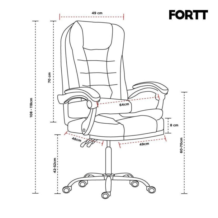 Cadeira de Escritório Presidente Base Cromada com Rodinha Fortt Paris Branca – CPF02-B - Image 5